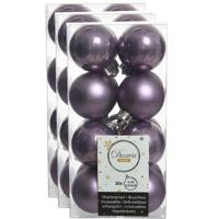 Decoris kleine kerstballen - 48x st - lila paars - 4 cm - kunststof - onbreekbare kerstballen