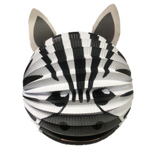 Lampion zebra - 20 cm - zwart/wit - papier