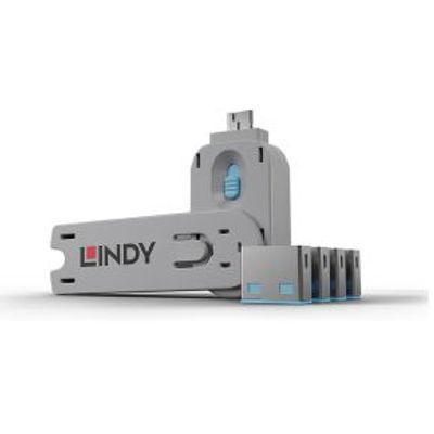 Lindy 40452 USB Port Blocker - Pack 4, Colour Code: Blue
