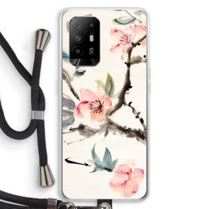 Japanse bloemen: Oppo A94 5G Transparant Hoesje met koord