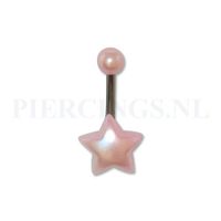 Navelpiercing parelmoer ster roze