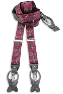 Sir Redman SR179 Luxe Bretels Paisley - Bordeauxrood / Wit