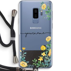 Gele bloemen: Samsung Galaxy S9 Plus Transparant Hoesje met koord