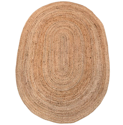 Ovaal vloerkleed gevlochten jute Naturel in 4 maten