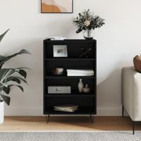 Hoge kast 57x35x90 cm bewerkt hout zwart - thumbnail