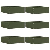 Tuinrand 6 pcs Olijf Groen 40 x 40 x 13 cm Staal
