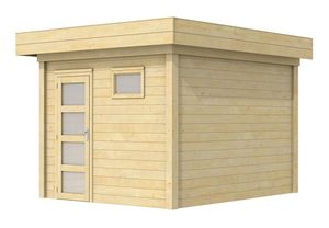 Blokhut Tapuit 300x300 cm- Plat dak- Onbehandeld vurenhout- Woodvision