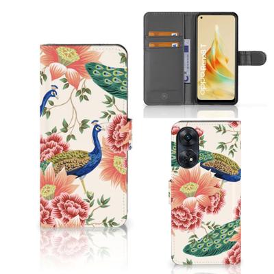 Telefoonhoesje | Met pasjeshouder | voor OPPO Reno8 T 4G Pink Peacock