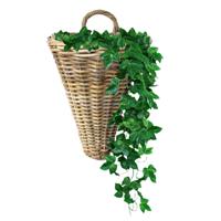 Wandhanger mand - bruin - 30 x 26 x 37 cm - rotan - gevlochten - voor bloemen/planten