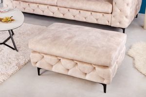 Chesterfield kruk MODERN BAROK 92cm champagne fluwelen voetenbank - 42642