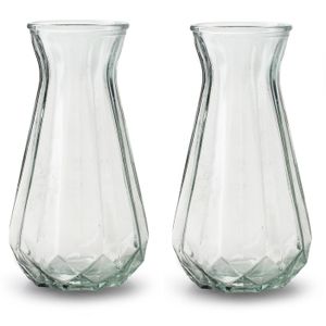 2x Stuks Bloemenvazen - helder/transparant glas - H24 x D13.5 cm