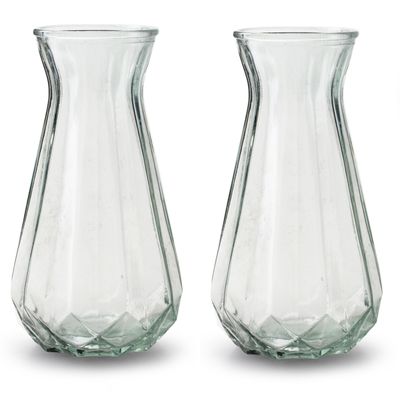 2x Stuks Bloemenvazen - helder/transparant glas - H24 x D13.5 cm