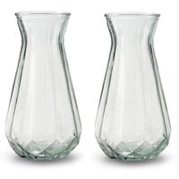 2x Stuks Bloemenvazen - helder/transparant glas - H24 x D13.5 cm