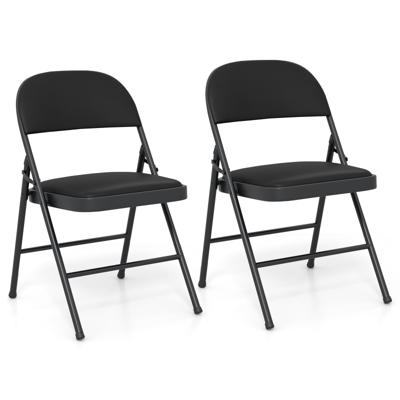Set van 2 Klapstoelen met Metalen Frame Tuinstoel Kunstlederen Campingstoel Gestoffeerde Eetkamerstoelen