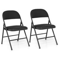 Set van 2 Klapstoelen met Metalen Frame Tuinstoel Kunstlederen Campingstoel Gestoffeerde Eetkamerstoelen