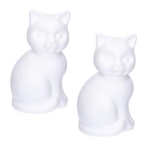 Piepschuim dieren vormen - 2x - poes/kat - wit - 23 cm