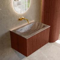 Badmeubel Mondiaz Kurve-Dlux | 70 cm | Meubelkleur Ruby | Wastafelkleur Oza | Solid surface | Wasbak midden spoelbak | Zonder kraangat(en)