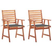 Tuinstoelen 2 st met kussens massief acaciahout