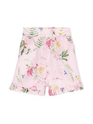 Monnalisa short volanté à fleurs - Rose