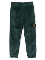 Stone Island Junior pantalon en velours côtelé à patch logo - Vert