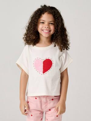 T-shirt voor meisjes met paillettenmotieven ecru