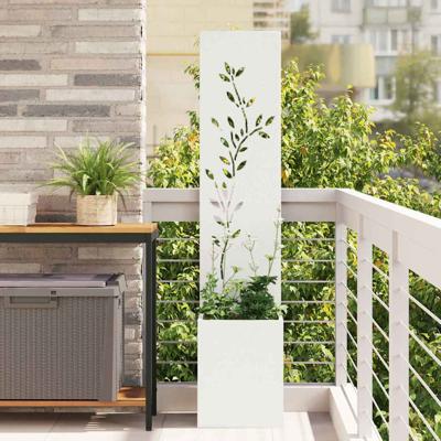 Tuin Privacy Screen Bloemen Wit 32 x 140 cm Koudgewalst staal