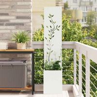 Tuin Privacy Screen Bloemen Wit 32 x 140 cm Koudgewalst staal
