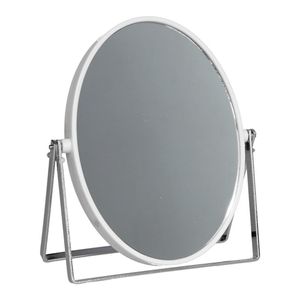 Make-up spiegel 2-zijdig gebruik - vergrotend - dia 18 cm - wit/zilver