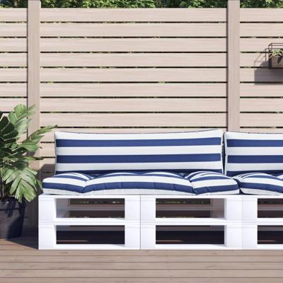 VidaXL Palletkussens 2 st gestreept oxford stof wit en blauw
