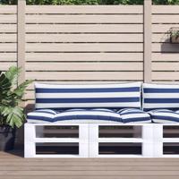 VidaXL Palletkussens 2 st gestreept oxford stof wit en blauw