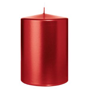 Cilinderkaars/stompkaars groot - metallic rood - 15 x 10 cm - 113 branduren