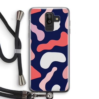 Memphis Shapes Pink: Samsung Galaxy J8 (2018) Transparant Hoesje met koord