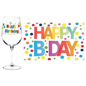 Happy Birthday cadeau glas 40 jaar verjaardag en A5-size wenskaart - feest glas wijn