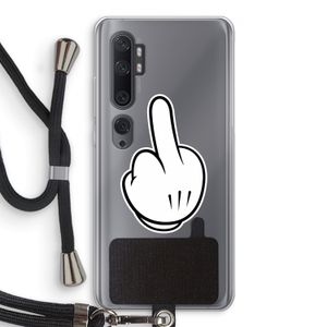Middle finger black: Xiaomi Mi Note 10 Pro Transparant Hoesje met koord
