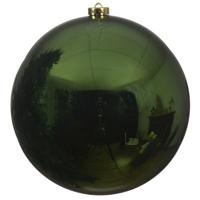 Decoris Kerstbal - donkergroen - groot - 14 cm - kunststof - glans