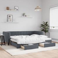Slaapbank onderschuifbed en lades 90x190 cm fluweel donkergrijs