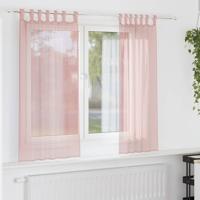 Gordijnen voile met roedezakken 2 st roze