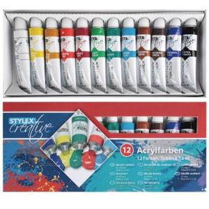 Toppoint acrylverf voor kinderen - 12x kleuren - 12 ml tubes - schilderen   -