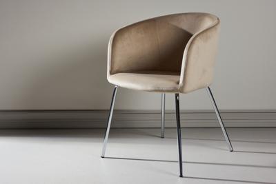 Nohr Eetkamerstoel 'Karna' Velvet, kleur Beige/Zilver