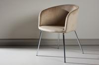 Nohr Eetkamerstoel 'Karna' Velvet, kleur Beige/Zilver