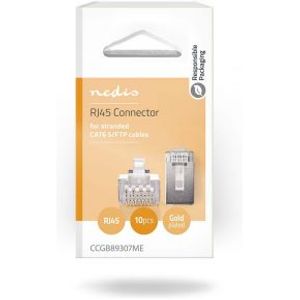 RJ45-Connector | Male | Stranded STP CAT6 | Recht | Verguld | 1 Stuks | PVC | Transparant | Doos