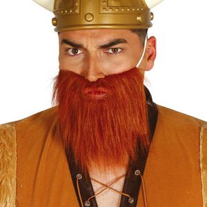 Carnaval/verkleed accessoires baard - half lang - roodbruin - aan elastiek