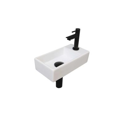 INK Versus Fonteinset - 36x18x9cm - wasbak links - porselein Mat wit/mat zwart 1805361