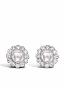 Pragnell Vintage puces d'oreilles en platine ornées de diamants et de perles - Argent