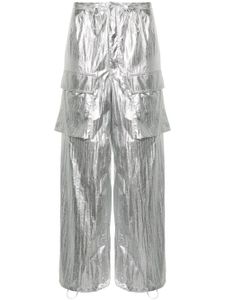 MM6 Maison Margiela pantalon métallisé à lien de resserrage - Argent