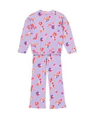 HEMA Kinderkledingset Rib Bloemen Lavendel (lavendel)