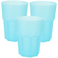 Drinkbekers - 12x stuks - onbreekbaar kunststof - blauw - 480 ml