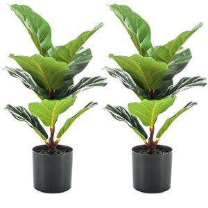 Set van 2x stuks groene kunstplanten ficus Lyrata 55 cm