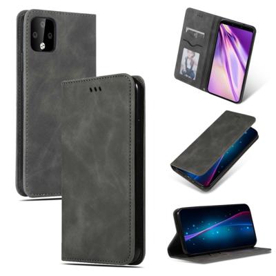Retro huid voelen Business magnetische horizontale Flip lederen case voor Google pixel 4XL (donkergrijs)
