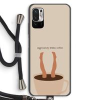 Aggressively drinks coffee: Xiaomi Redmi Note 10 5G Transparant Hoesje met koord